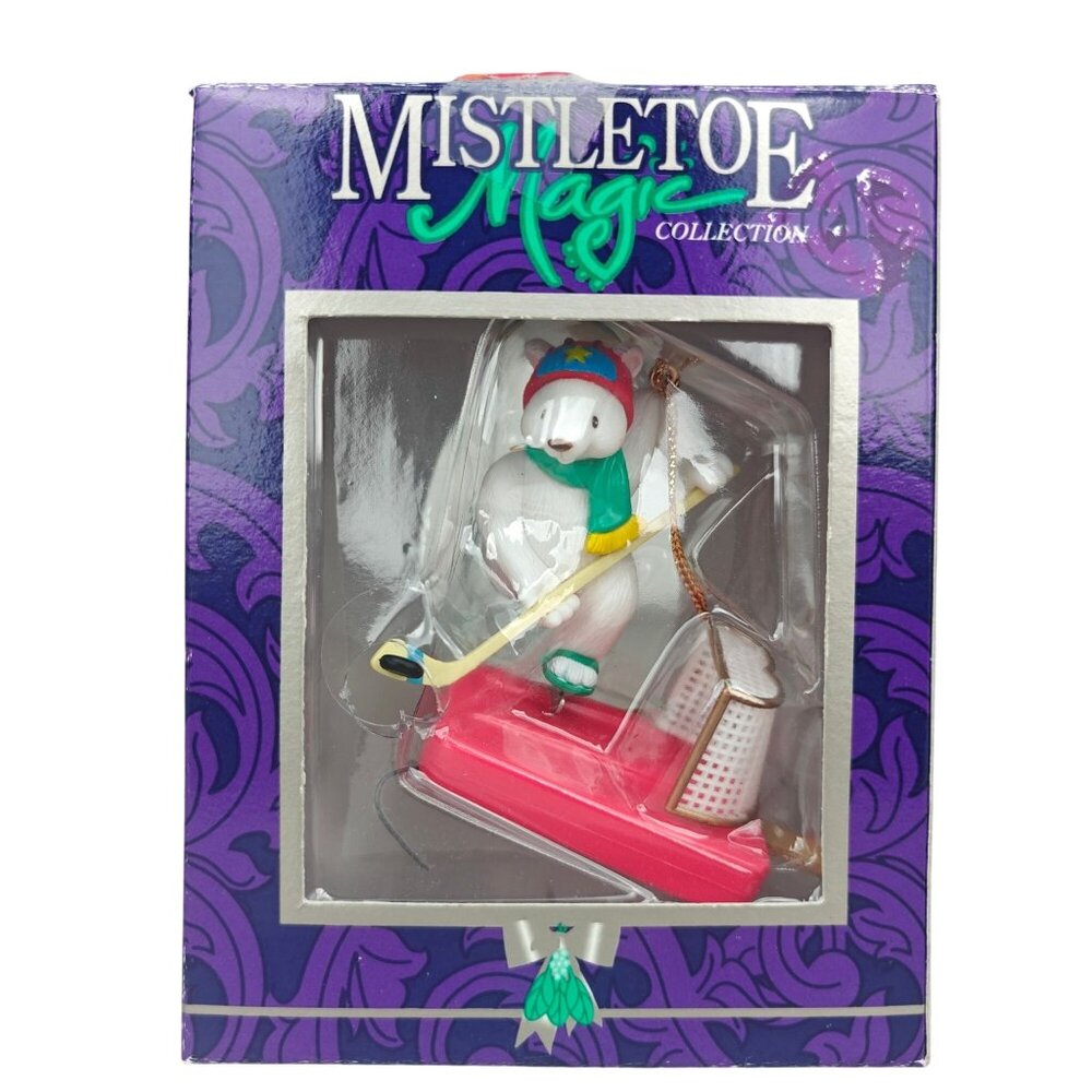 Vintage Mistletoe Magic Collection Polar Bear Hockey Ornament